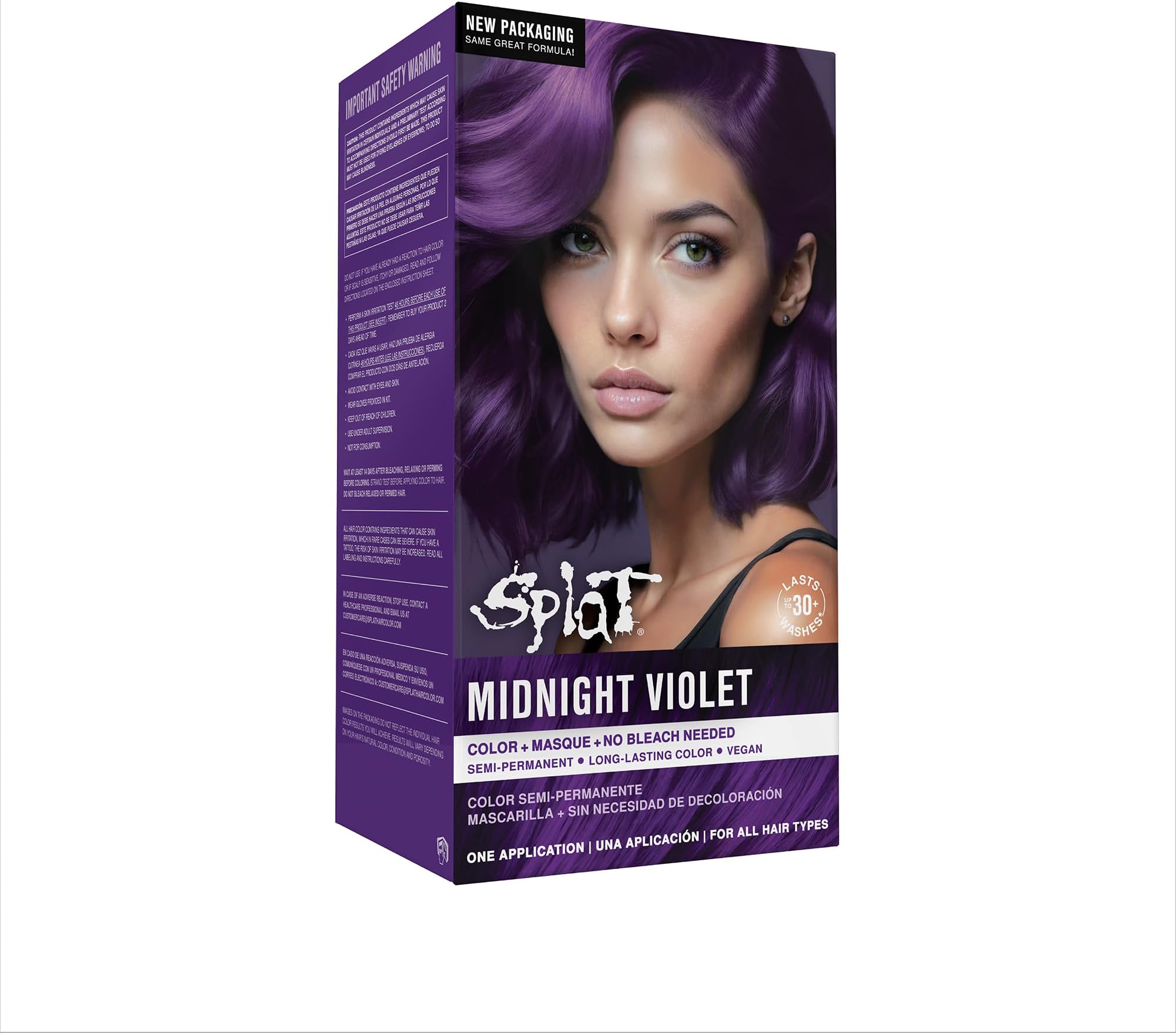 Splat Hair Splat Rebellious Colors 30 Wash No Bleach Needed Hair Color Kit, Midnight Violet, 6 Oz