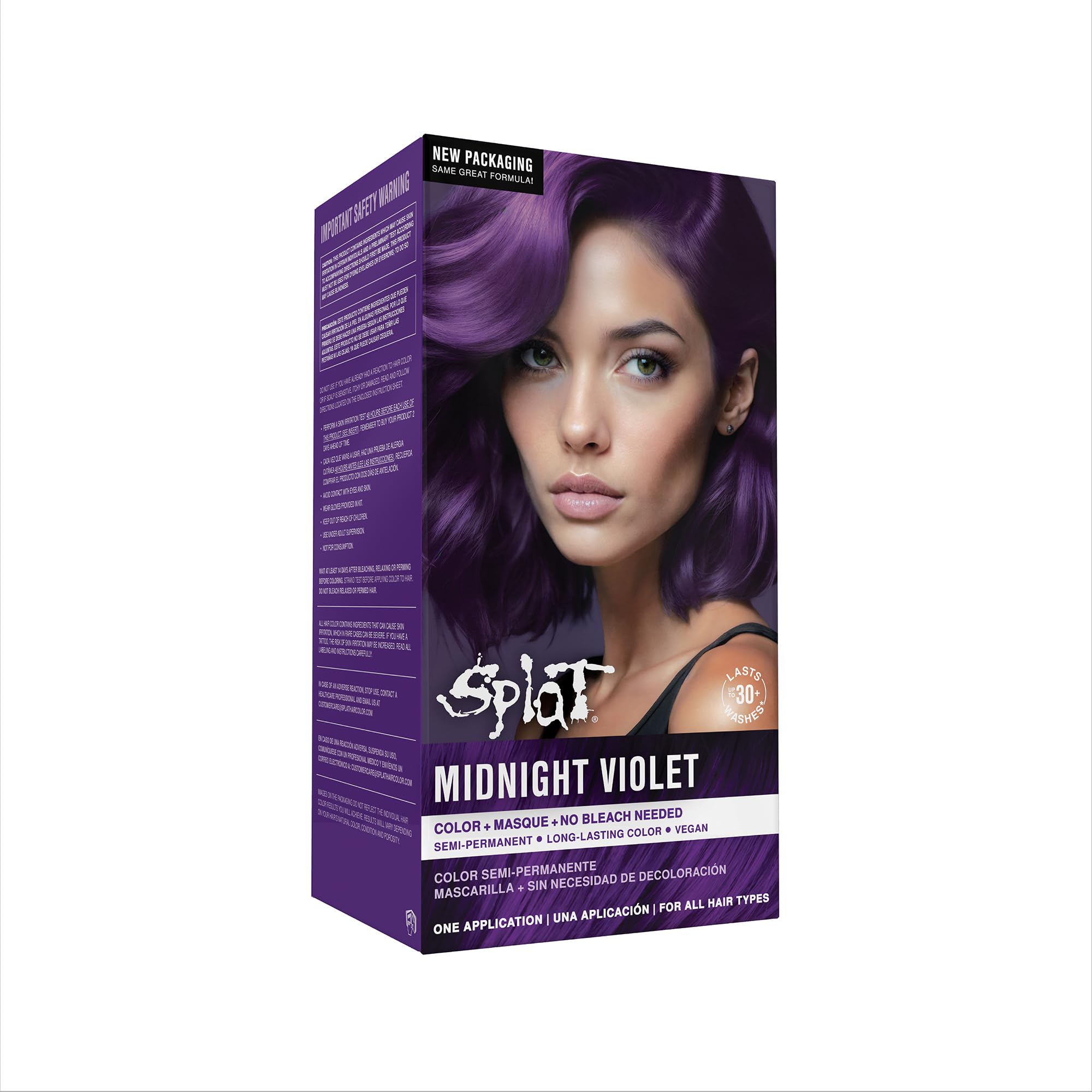 Hair Splat Rebellious Colors 30 Wash No Bleach Needed Hair Color Kit, Midnight Violet, 6 Oz