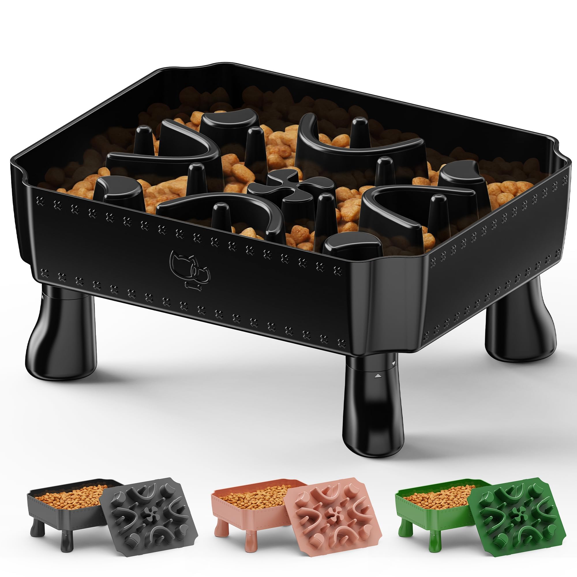 2 in 1 Slow Feeder Dog Bowl - Elevated Maze Puzzle for Large Breed, Anti-Choking Interactive Feeding Solution for Boredom & Anxiety (2.Black) — image 1