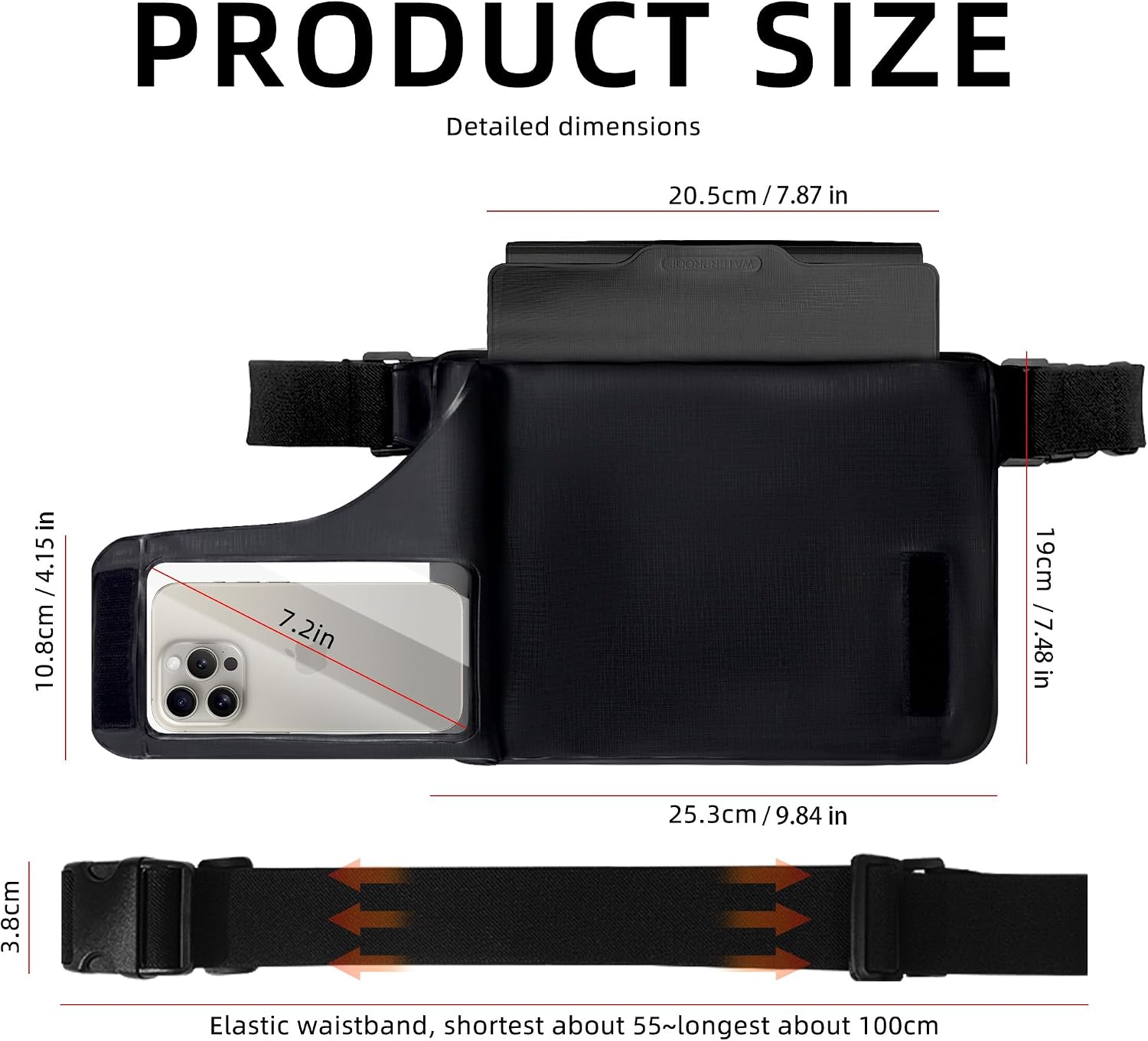 Waterproof bag Fanny Pack with Phone Case, Water proof Phone Pouch Dry Bag Keep Valuables Safe for iPhone Samsung, Adjustable Waist Strap and Screen Touch Sensitive for Swimming Boating Beach Fishing