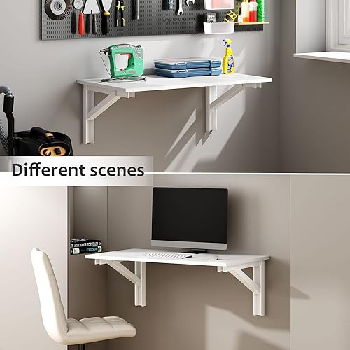 Miniatura 5 de Need Mesa de pared plegable flotante de madera de 354 pulgadas ahorro de espacio perfecta para garaje cocina lavandería baño balcón
