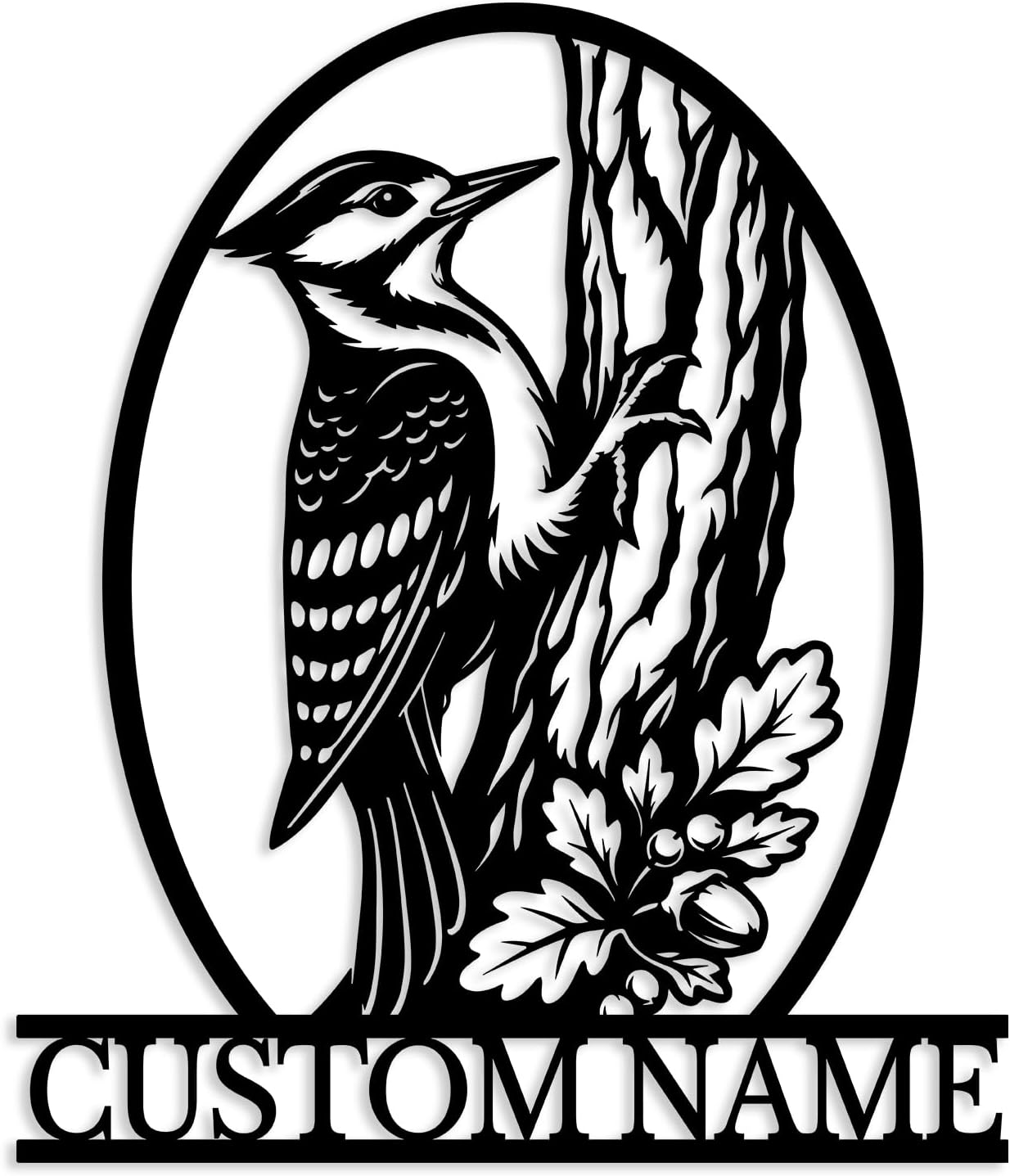 Custom Woodpecker Metal Sign,Personalized Bird Name Wall Art,Rustic Cabin Lodge Decor,Outdoor Garden Yard Sign,House Number Address Plaque (Style-C)