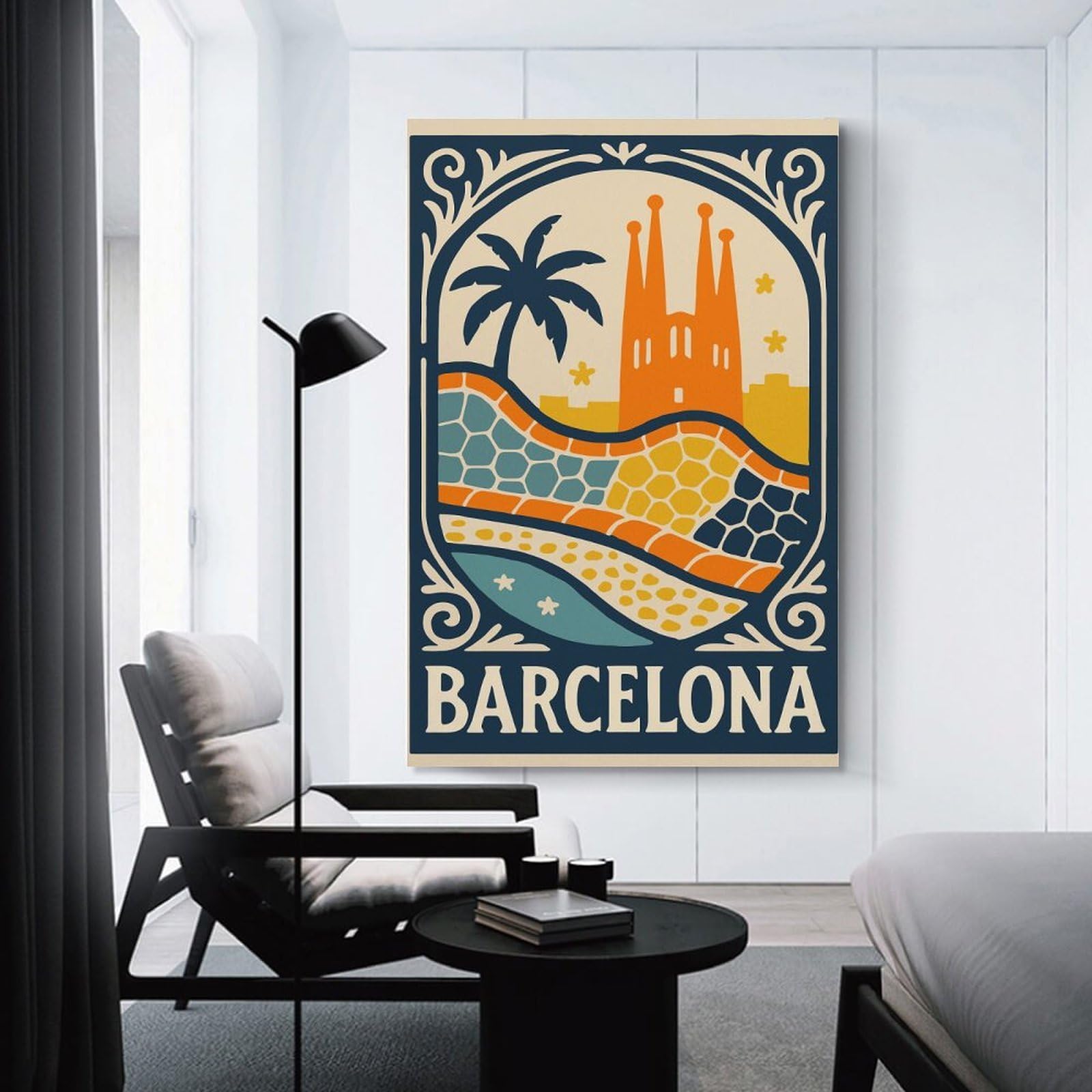 Junmoney Canvas Wall Picture Barcelona Travel (6), 08x12inch(20x30cm), for Front Hall, Corridor Or Welcome Spaces, Decorative Wall Art for Narrow Spaces