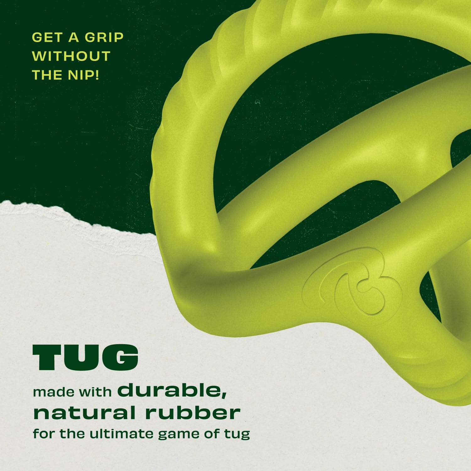 Benebone Natural Rubber Tug Interactive Dog Toy, 100% Natural Rubber, Green, Tug - One Size - Image 3