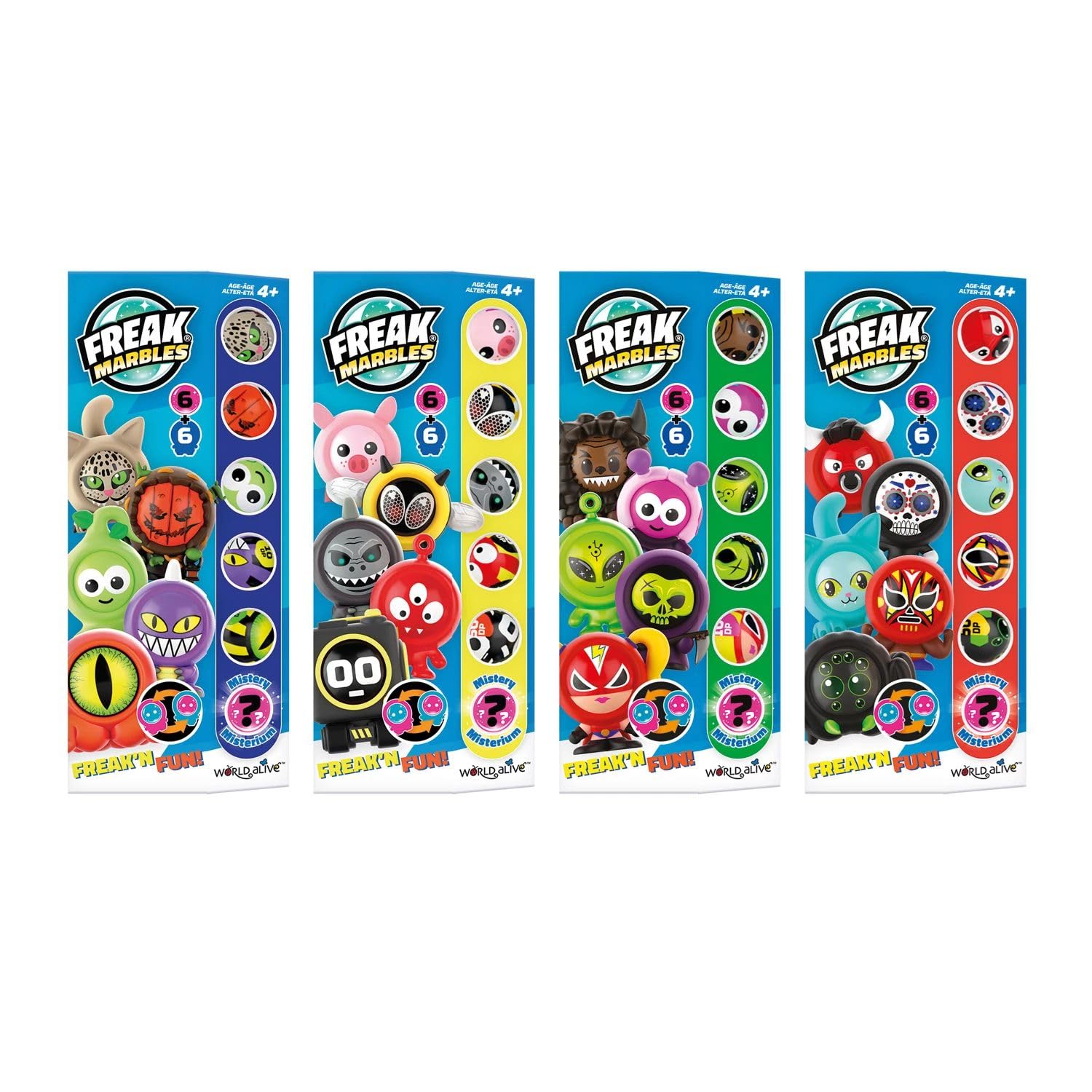Freak Marbles 2218460 Totem Pack Rot, Sammelmurmeln 6er Set, inkl. seltener Überraschungsmurmel, Murmeln zum Sammeln, Mixen, Tauschen und Spielen für Kinder ab 4 Jahren, deutsche Edition
