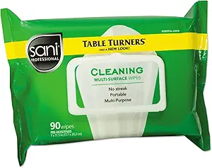 Table Turner Wet Wipes, 7 x 11 1/2, White, 60 Wipes/Pack, 12 Packs/Carton, Sold as 1 Carton