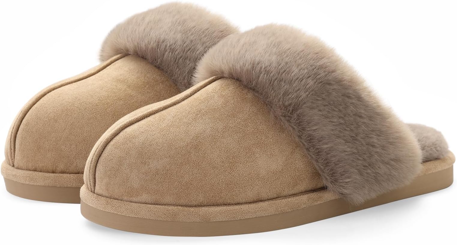 CozyfurryWomens Fuzzy House Slippers Indoor Fluffy Memory Foam Slippers Faux Fur Breathable Warm Slides Anti-skid Rubber Sole