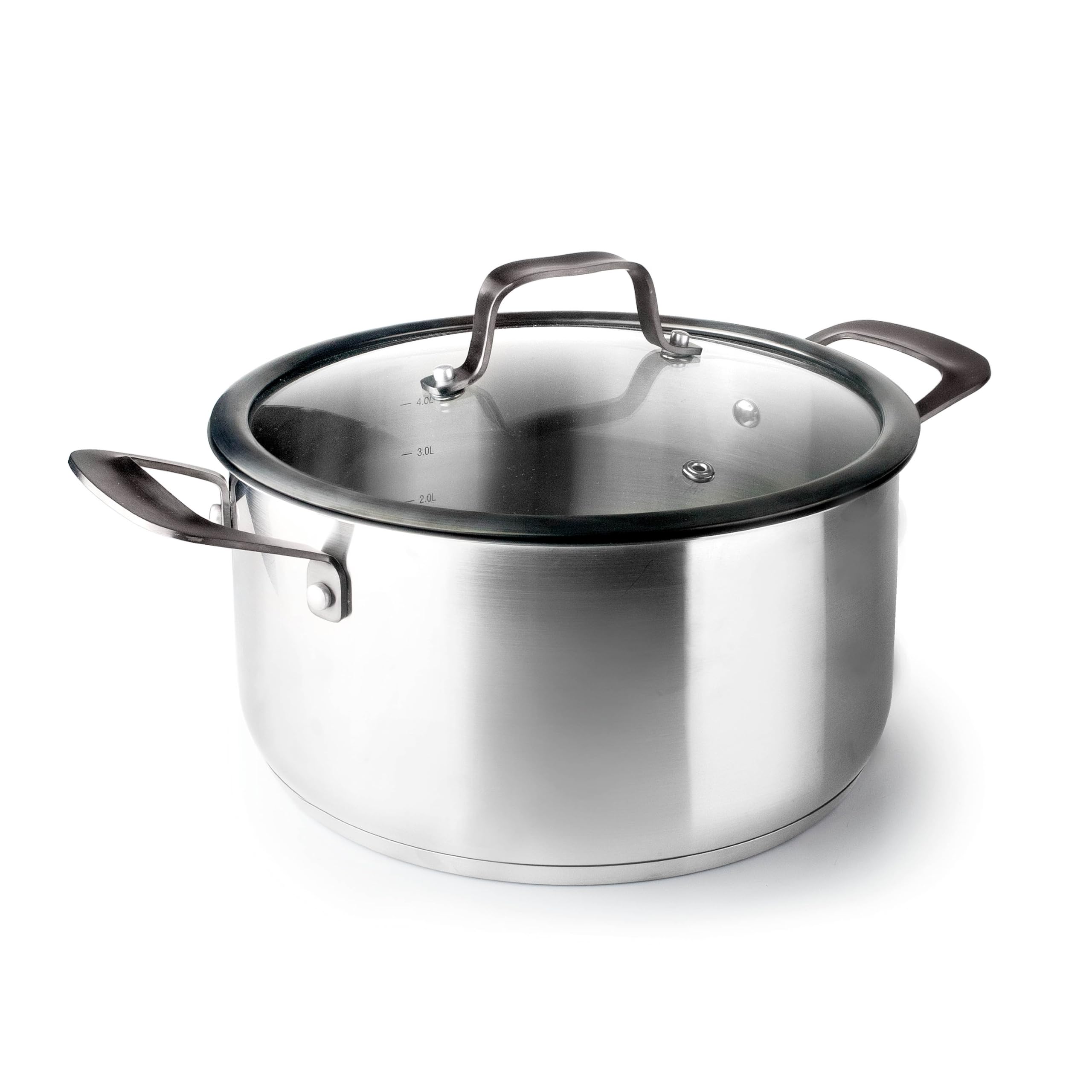 Lacor - 47024 - Origin Kochtopf mit Deckel, Edelstahl 18/10, Deckel aus gehärtetem Glas, Dampfauslassventil, 5,2 Liter, induktionsfest, spülmaschinenfest, backofenfest, Ø24cm | Aus lebensmittelechtem Edelstahl gefertigt; hohe Korrosionsbeständigkeit und H