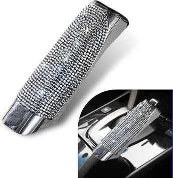 1 PC Bling Car Handbrake Grip Decorative Cover, 4.84" x 1.14" x 0.66" Personalized Rhinestone Shift Gear Protective Cover, Modified Accessories, Suitable for Most Car Models White