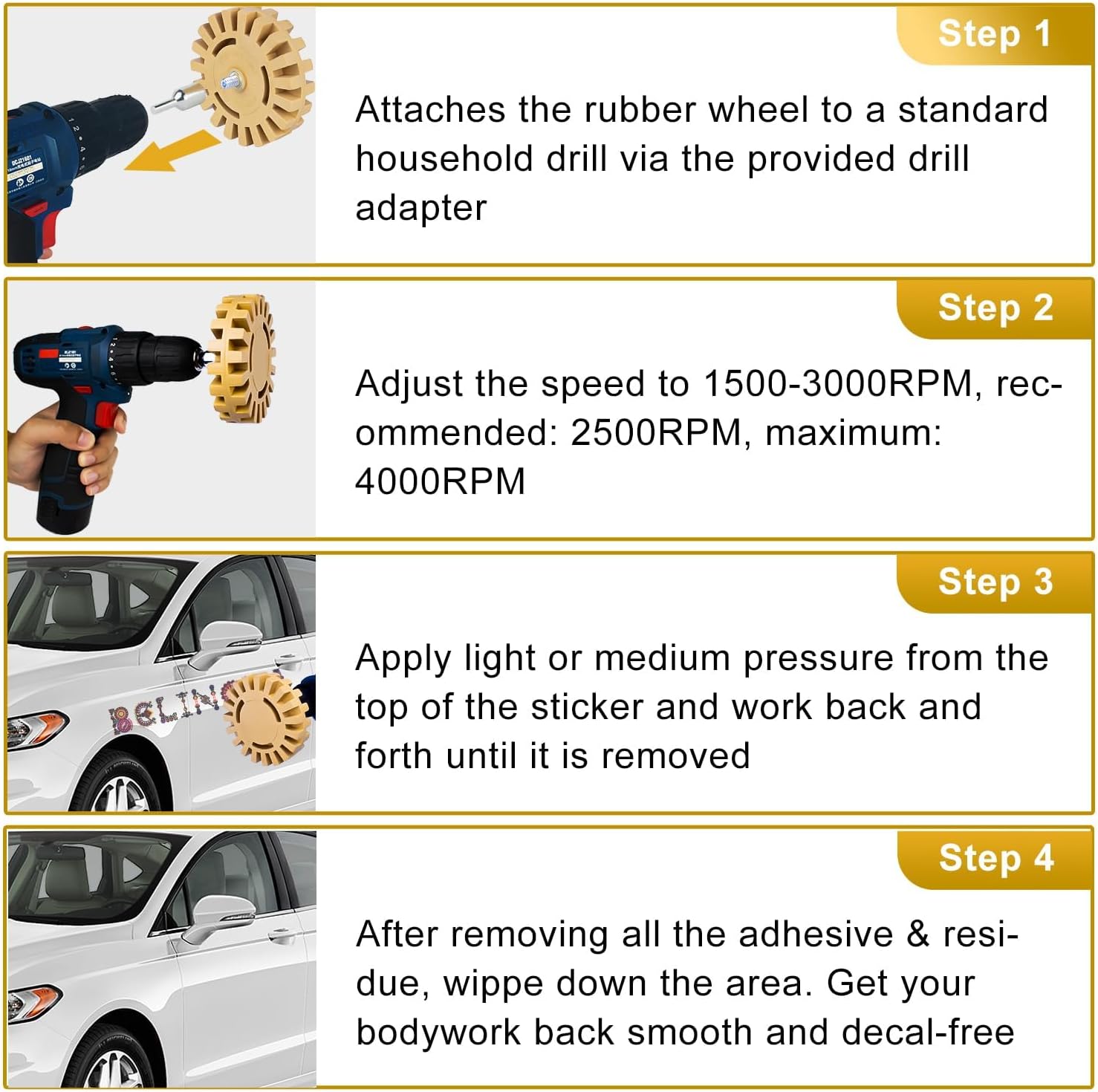 2 Pack Decal Remover Eraser Wheel Adhesive Remover with Adapter 4 Inch Rubber Eraser Wheel for Drill Removes Car Decal Vinyl Tape Graphics Pinstripe Sticker Remover