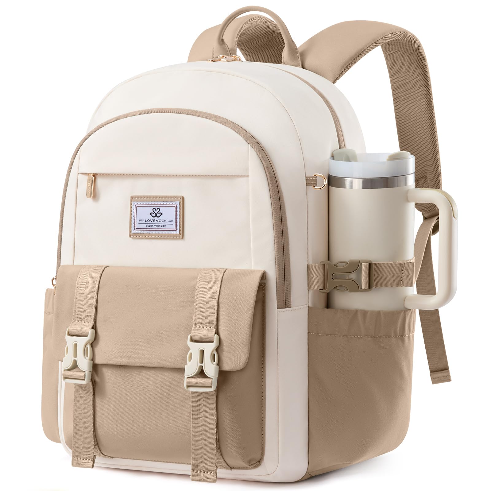 LOVEVOOK Rucksack Damen, Laptop Schulrucksack Teenager Mädchen | Wasserdicht Backpack Schultasche, Groß Arbeitsrucksack Rucksäcke School Bag für Reisen Business Schule Arbeit Uni