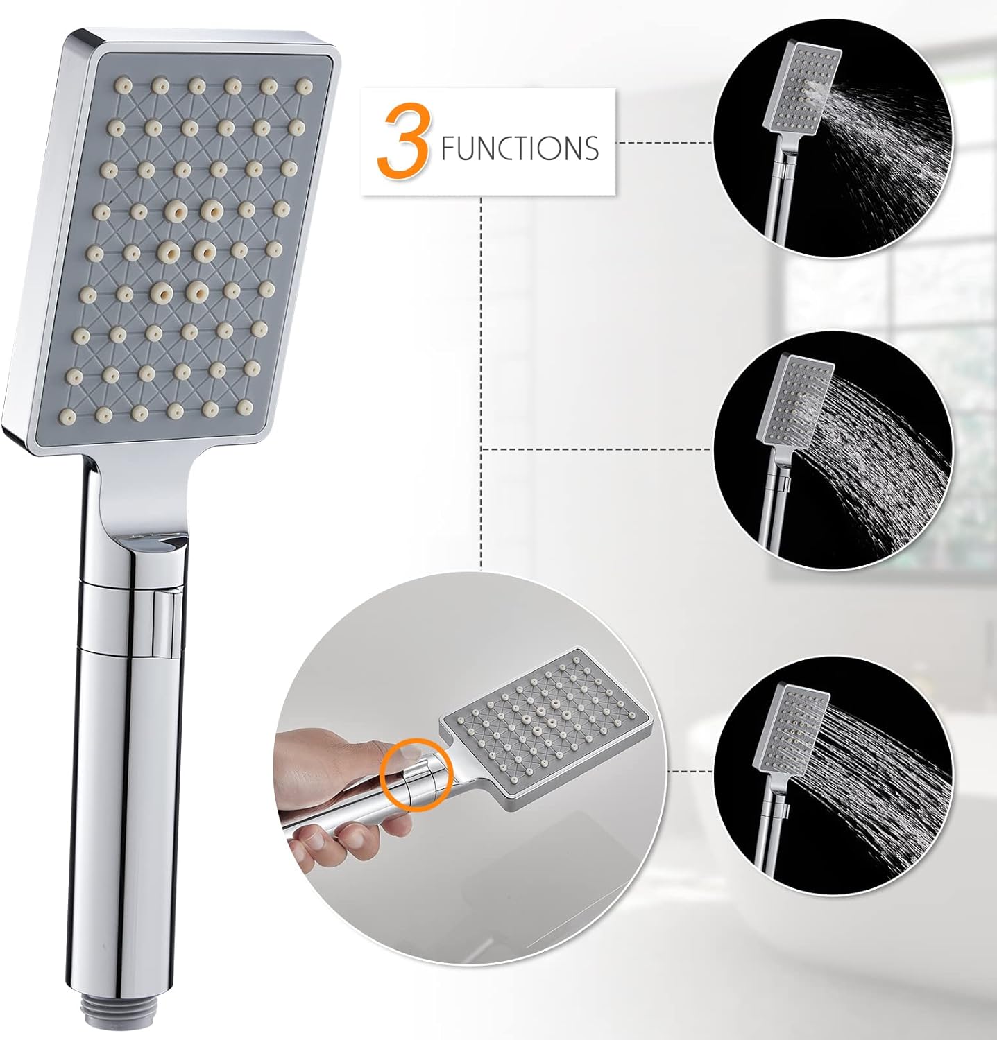 ROVATE Shower Panel Tower System with LED Rainfall Waterfall Shower Head, 5-in-1 LED Stainless Steel Shower Panel System with Body Massage Jets, Handheld Shower and Tub Spout, Brushed Finish