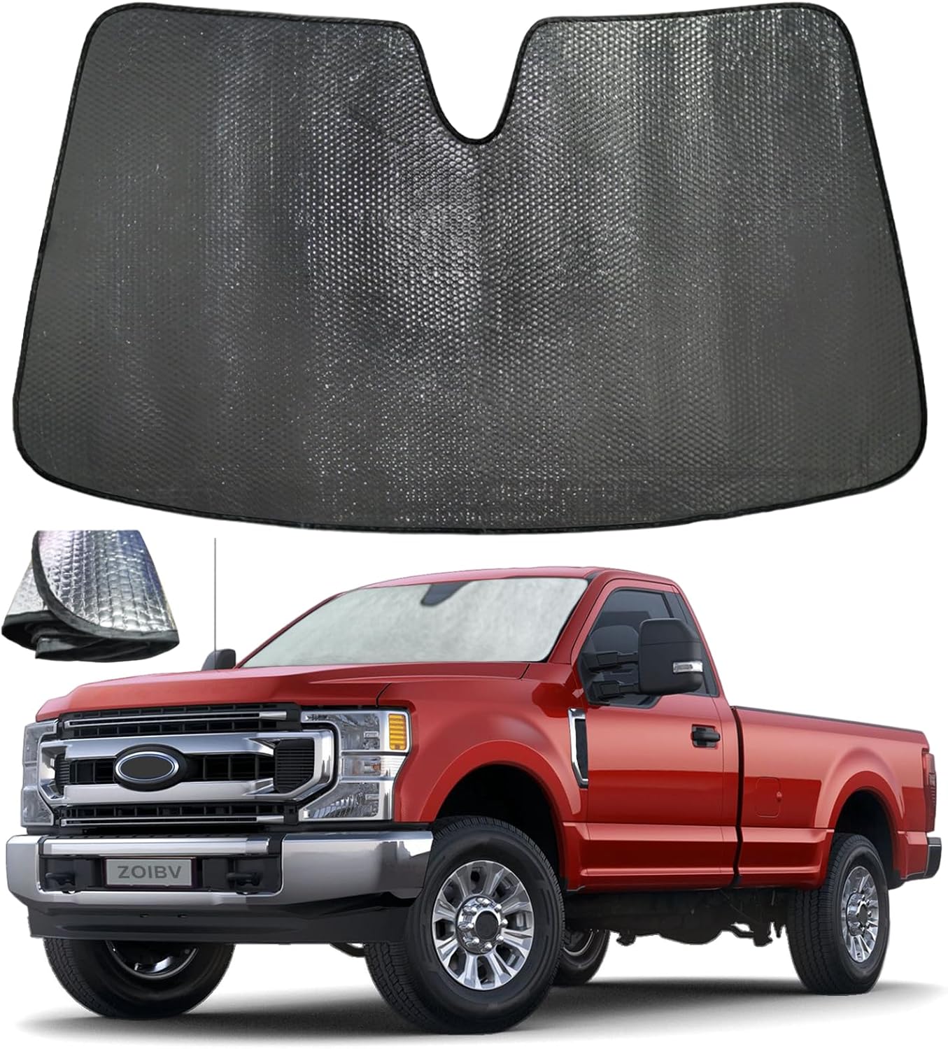 Windshield Sun Shade for 2017-2022 Ford F250 F350 F450 F550 Super Duty - 5-Layer Bubble Foldable Front Window Shade Sun Visor Accessories - Blocks Heat & UV Rays?? For ford F250 2017-2022