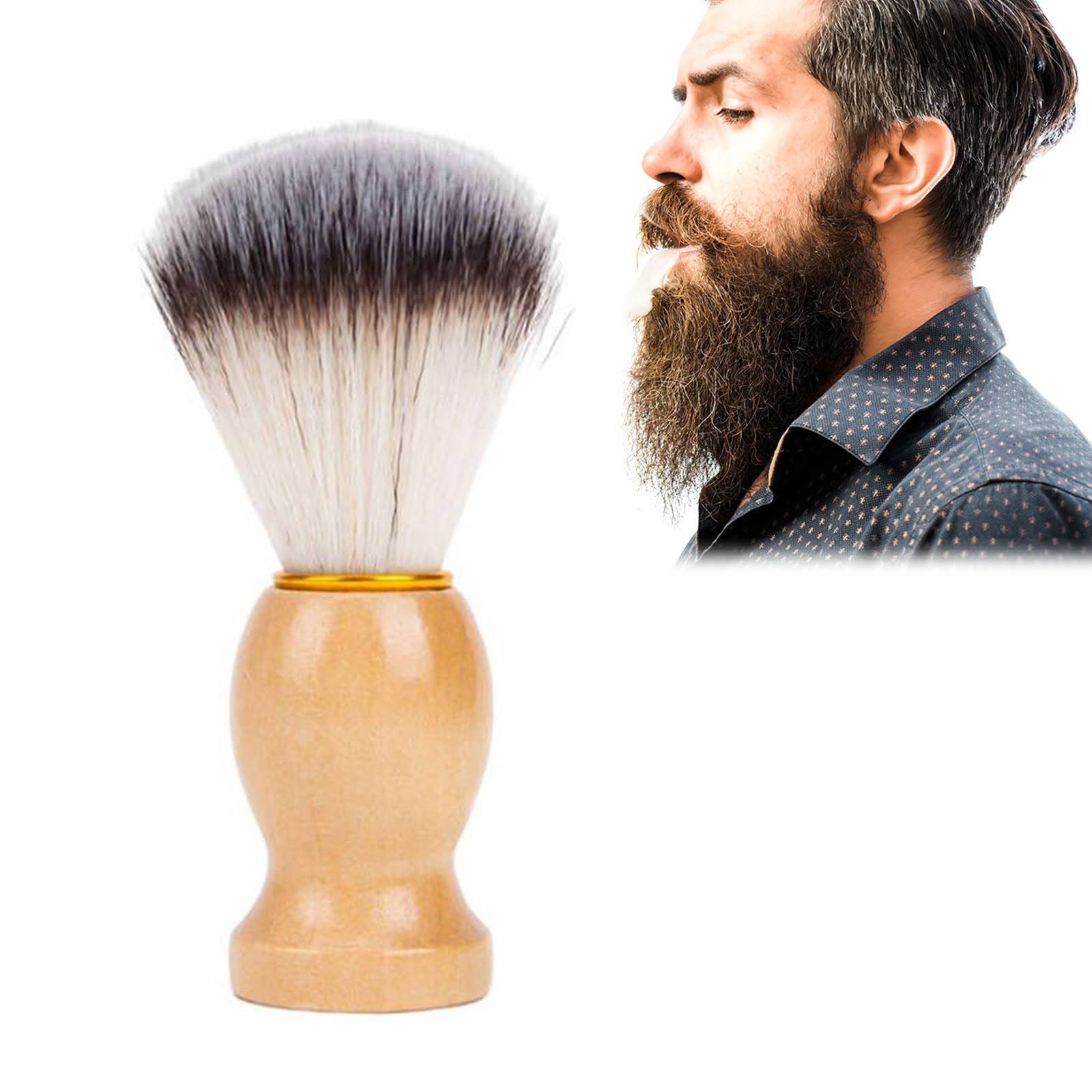 Brocha Afeitar, Pincel de Barba, Brocha de Afeitar con Mango de Madera Maciza, Brocha de Afeitar de Cerdas de Tej贸n, Brocha de Afeitar de Pelo de Tej贸n, Cepillo para Barba