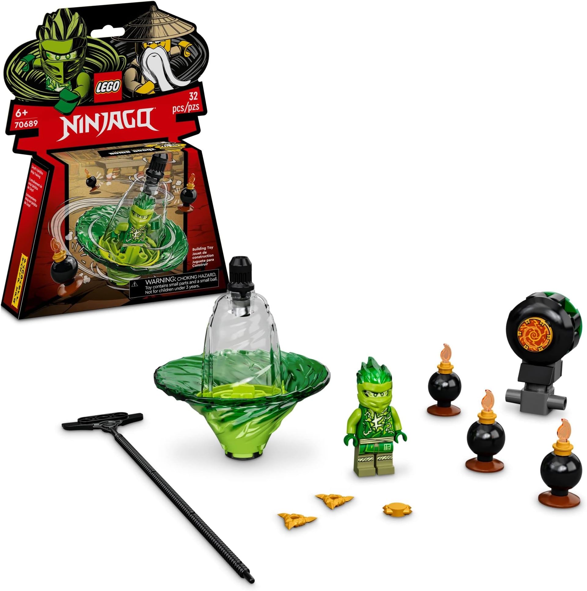 NINJAGO Lloyd’s Spinjitzu Ninja Training 70689 Spinning Toy Building Kit with NINJAGO Lloyd; Toy for Kids Aged 6+ (32 Pieces)