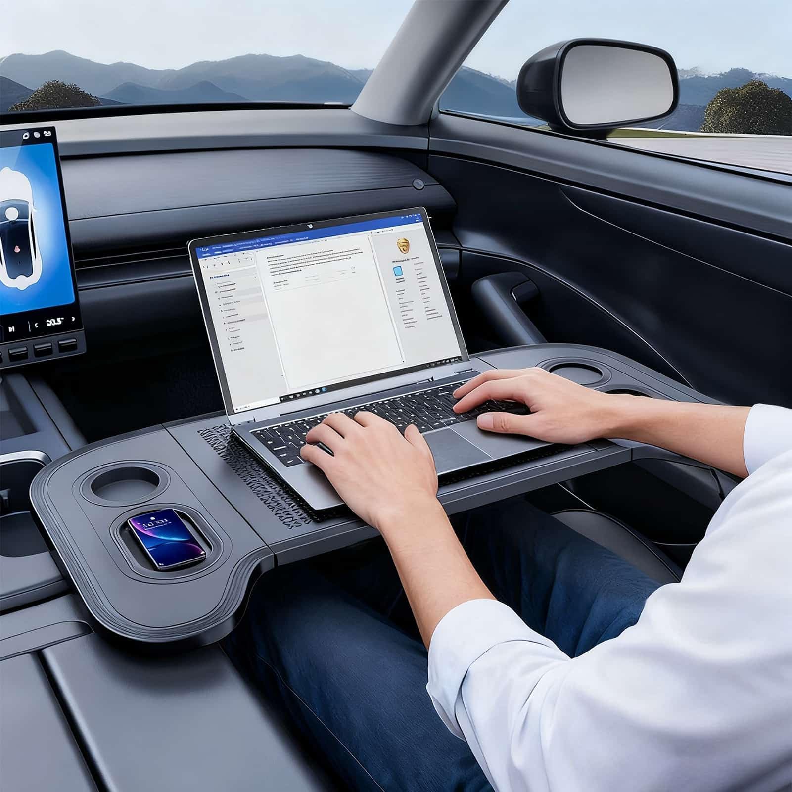 Vassoio Tavolo Da Volante Accessorio Auto Piegevole | Vassoio per Alimenti da Auto Per Guidatori Viaggi Pendolari Campeggio SUV Auto