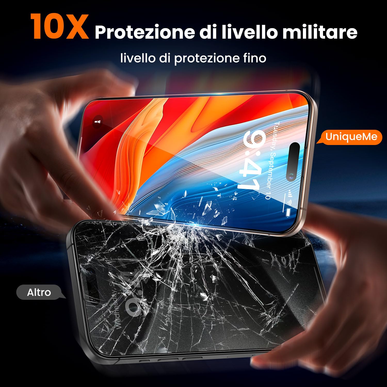 UniqueMe per iPhone 16 Pro Max Pellicola Protettiva - 2 Pezzi Pellicola Vetro Temperato per iPhone 16 Pro Max, Rimozione Automatica Della Polvere, Auto Guarigione, Installazione Facile e Veloce