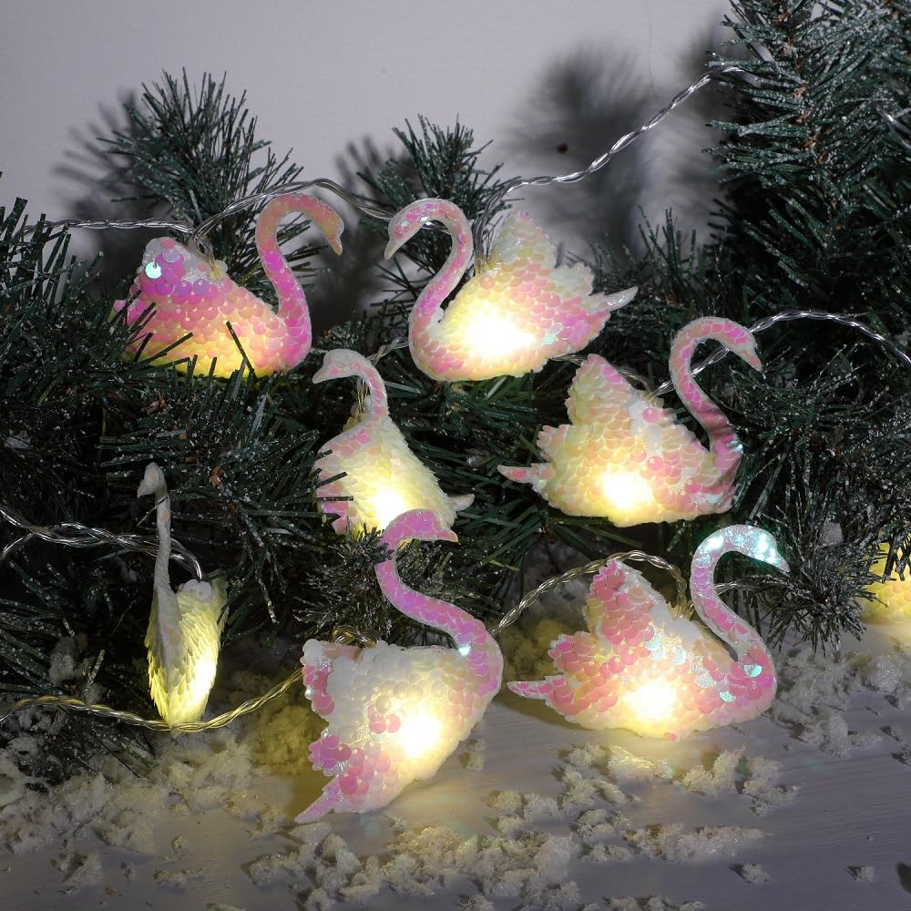 NOMA 20 Warm White Pearl Sequin Swan String Lights with Clear Cable (Pack of 1)