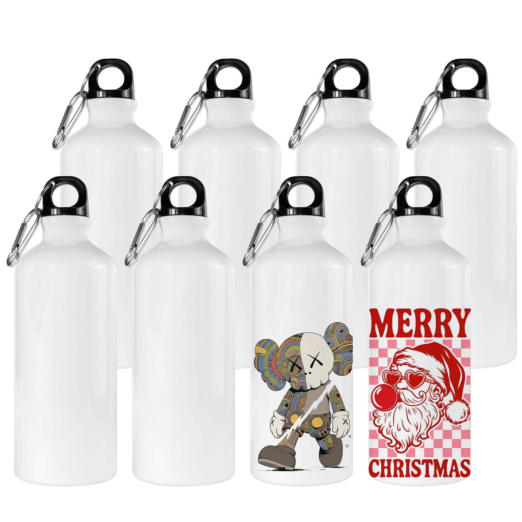 MR.R 8PCS 20oz 600ml Sublimation White Blank Aluminum Sports Bottle for Sublimation Printing