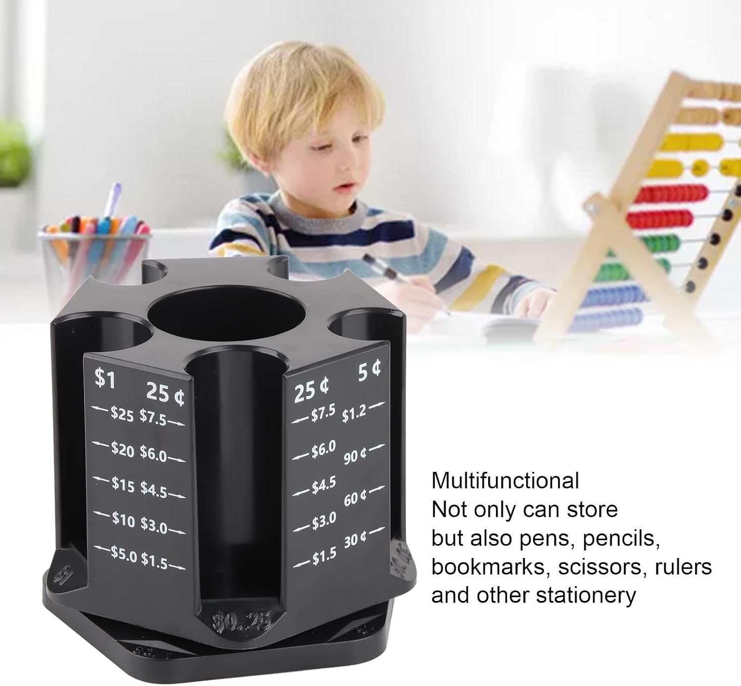 Automatic Change Counter Coin Counter Machine Change Sorter Coin Sorter Pen Holder 360 Rotation Desktop Cash Change Counting Machine image 4