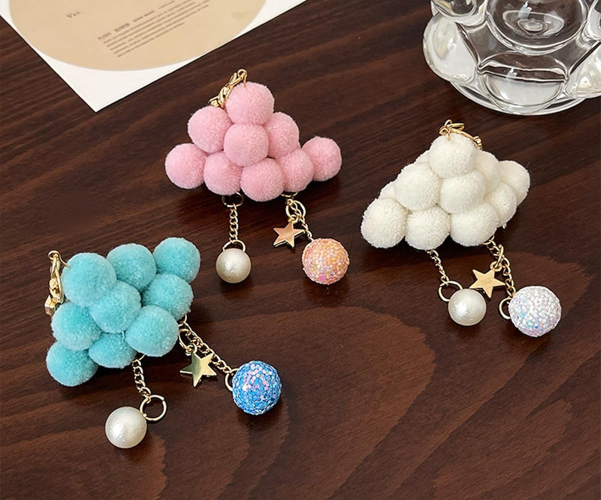 ZOONAI Cute Plush Clouds Keychain Purse Charms for Women
