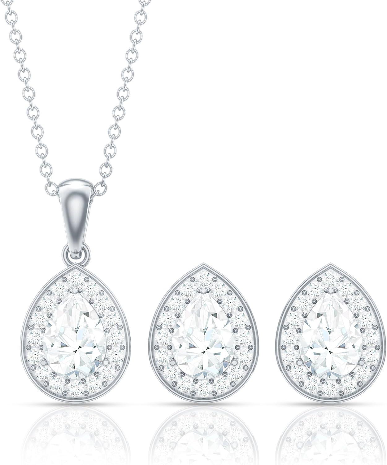 Certified 3.7 Carat Moissanite Necklace and Earring Set, Silver Moissanite Bridal Jewelry Set (Ideal For Gift) - Image 11