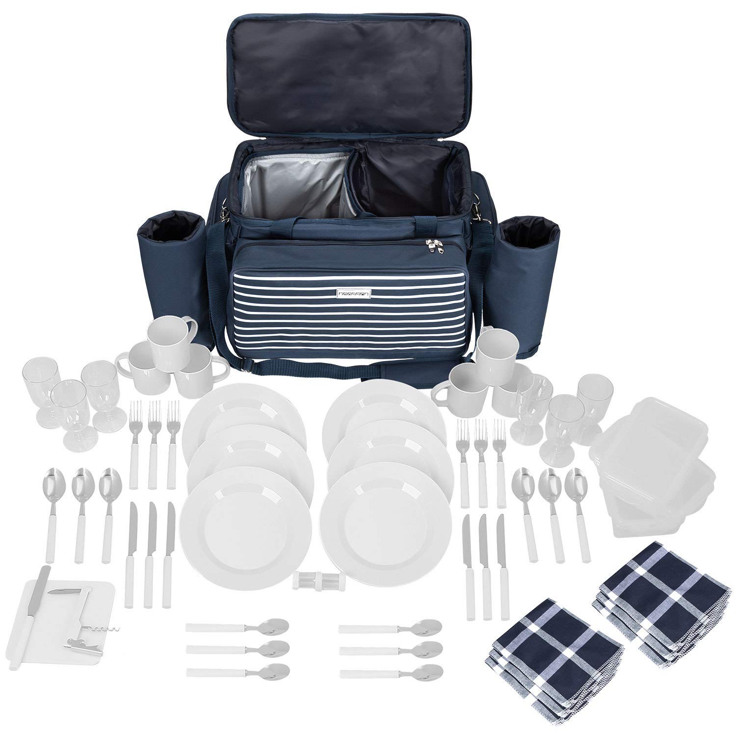 anndora XXL Picknicktasche 6 Personen Vollausstattung 57 Teile - Farbwahl