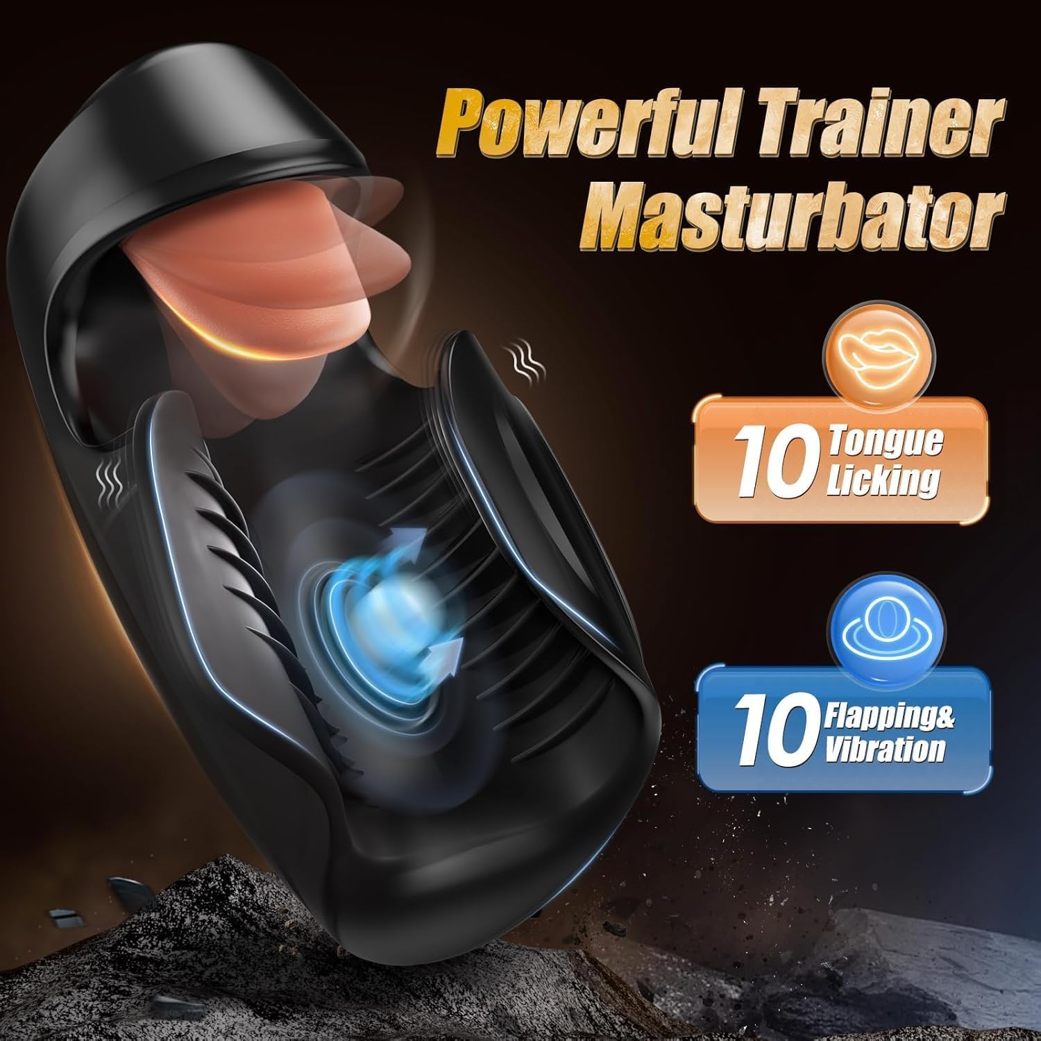 Male Sex Toys for Men - baiwatt Masturbator Penis Training Vibrator, 10 Tongue-Licking & Tapping & Vibrating Sex Toy Male Stroker Trainer, Mens Sex Machine Masturbators Adult Sex Toys & Game