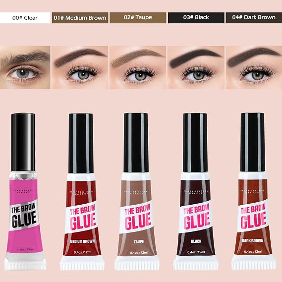 Waterproof Clear Eyebrow Gel Set, Fast Eyebrow Shaping,Long Lasting Transfer-Proof Extreme Hold Brow Glue (Transparent-2pcs 00#)