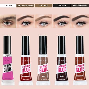Waterproof Clear Eyebrow Gel Set, Fast Eyebrow Shaping,Long Lasting Transfer-Proof Extreme Hold Brow Glue (Transparent-2pcs 00#)