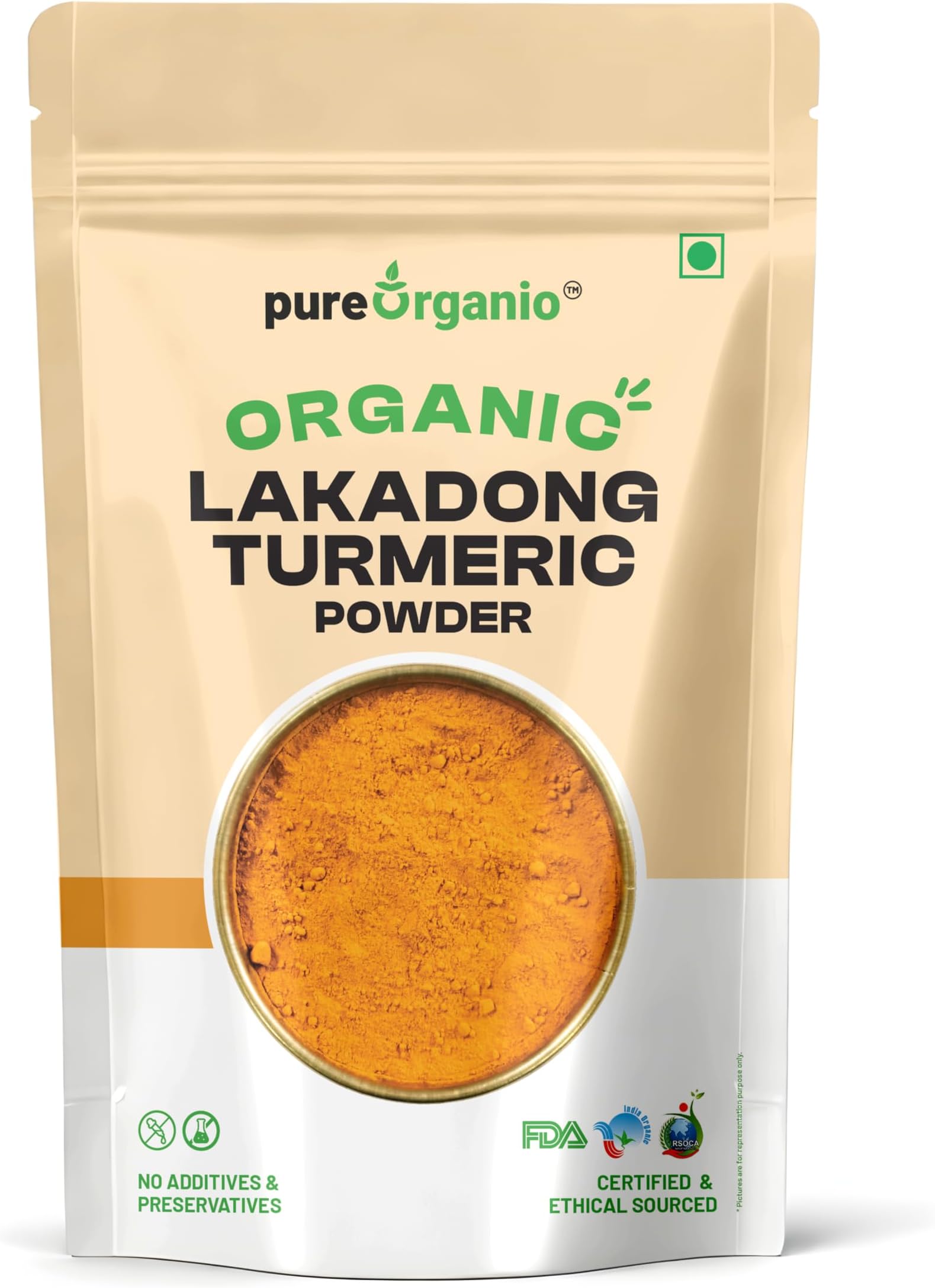 Organic Lakadong Turmeric Powder- 7 to 10% High Curcumin Certified 250g NPOP India Organic certified Spices (250 Gm)
