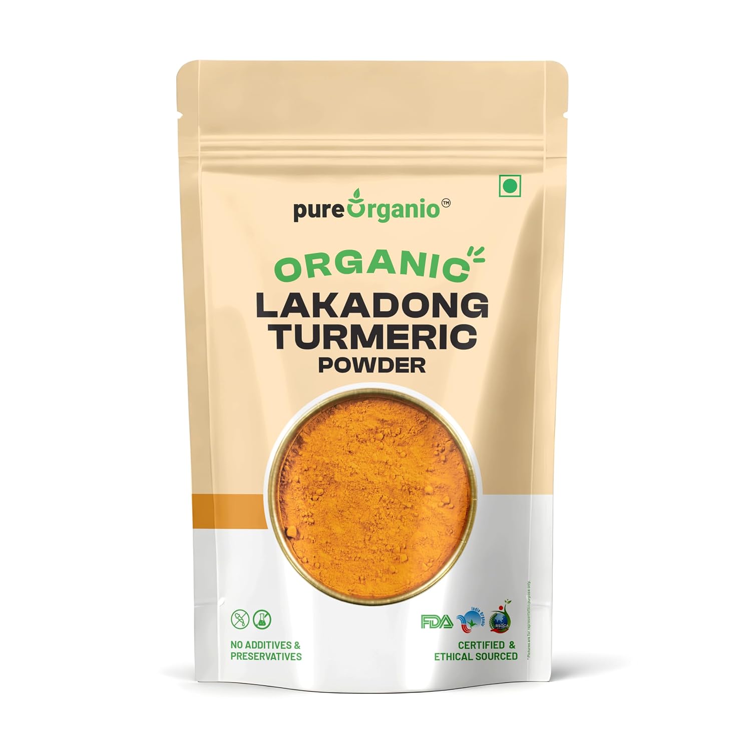 Pure Organio Organic Lakadong Turmeric Powder- 7 to 10% High Curcumin Certified 250g NPOP India Organic certified Spices (250 Gm)
