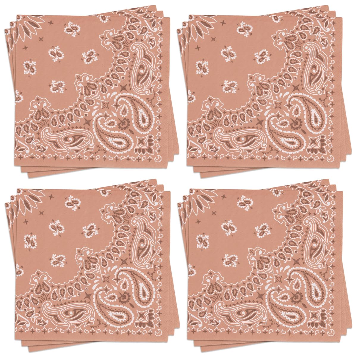 xo, Fetti Western Bandana Napkins - 3-ply, 25 pcs | Cowboy Birthday Party Decor, Wild West Favors, Rodeo Baby Shower Supplies, Wild One Yeehaw Bday,