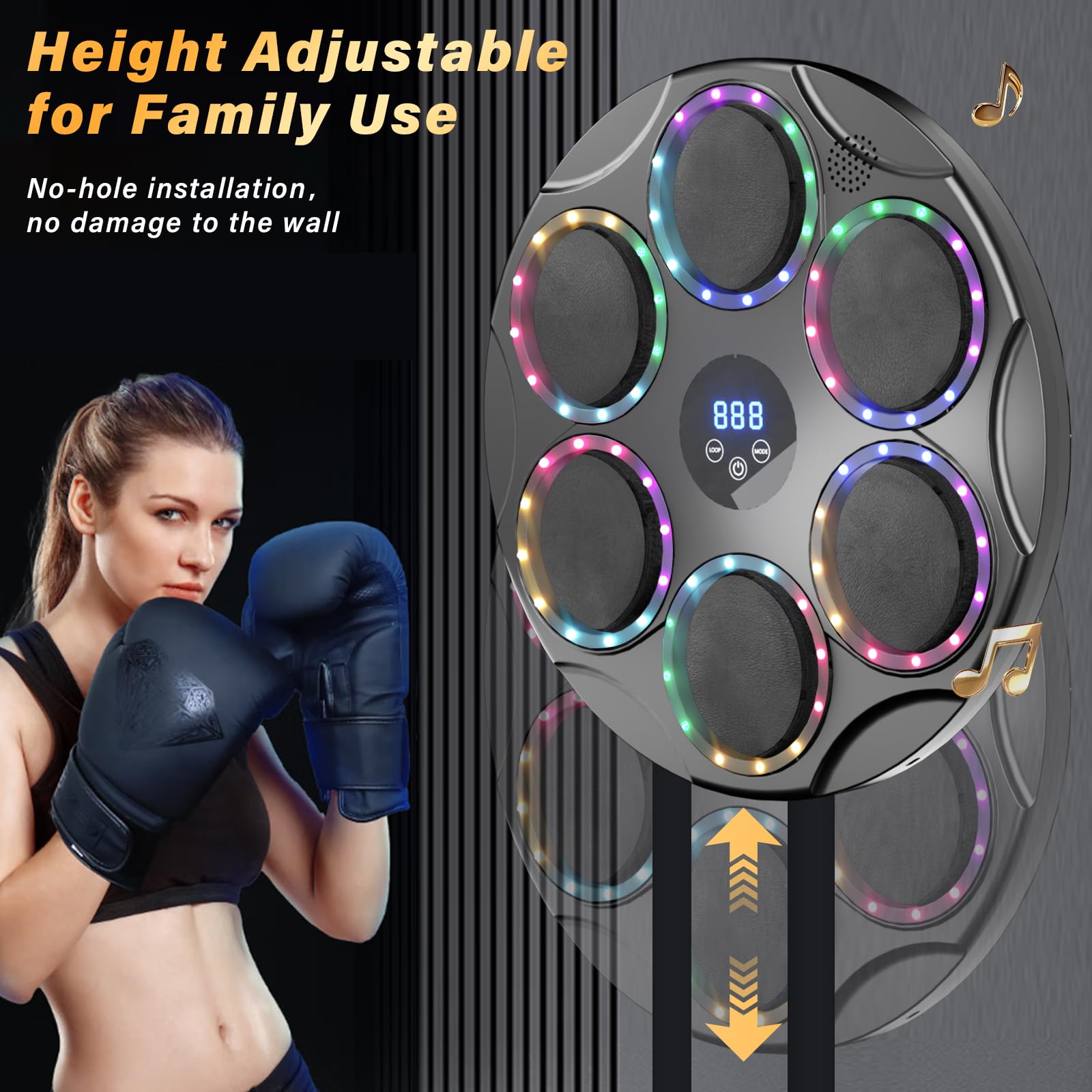 TODO Music Boxing Machine, Smart Bluetooth LED Musik Boxmaschine, 9 Geschwindigkeitsmodi und Bunte Lichter, für Kinder und Erwachsene, Weihnachten Geschenk