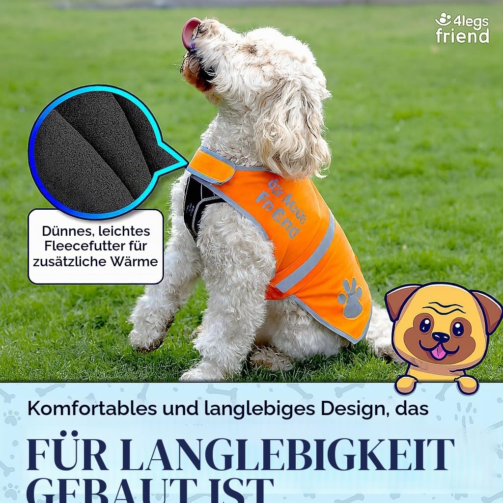 Reflektierender, Leichter Fleece-Mantel mit Loch für die Leine, 5 Größen – hohe Sichtbarkeit für Aktivitäten im Freien bei Tag und Nacht, hält Ihren Hund sichtbar, sicher vor Autos und Jagdunfällen