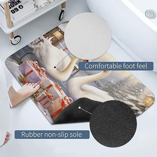 Miniatura 4 de Bathroom Rug Mat White Swans Holding Presents Floor Door Mat Kitchen Rug Beauty Bird Elegant Animal Wings Napa Skin Non Slip Ultra Soft and Super