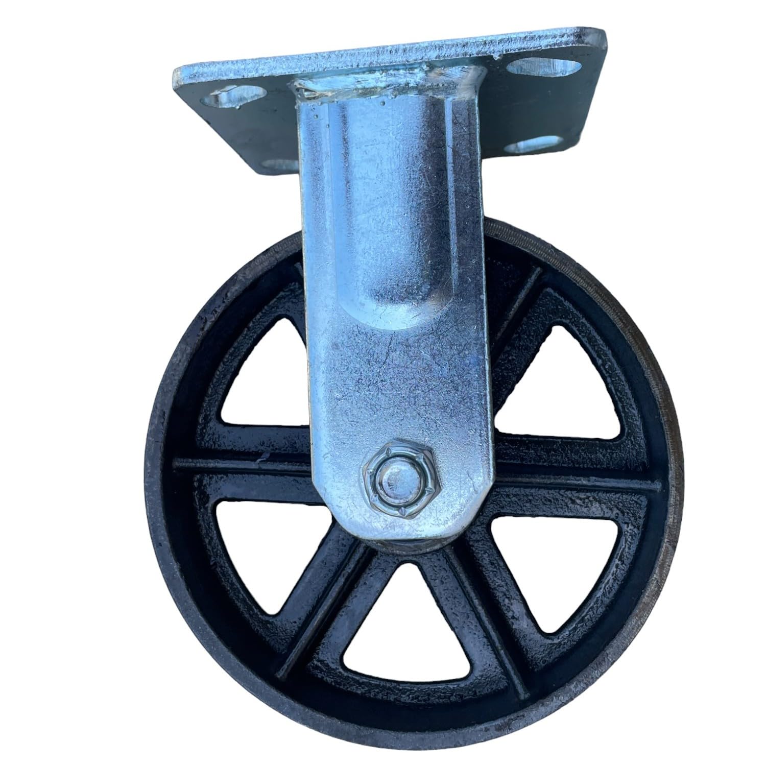 Sandbaggy Heavy Duty Industrial Rigid Casters - 6” x2” - Cast Iron Wheels - Metal Plate Casters - 1250 lb Load Capacity (Industrial, 1, Count)