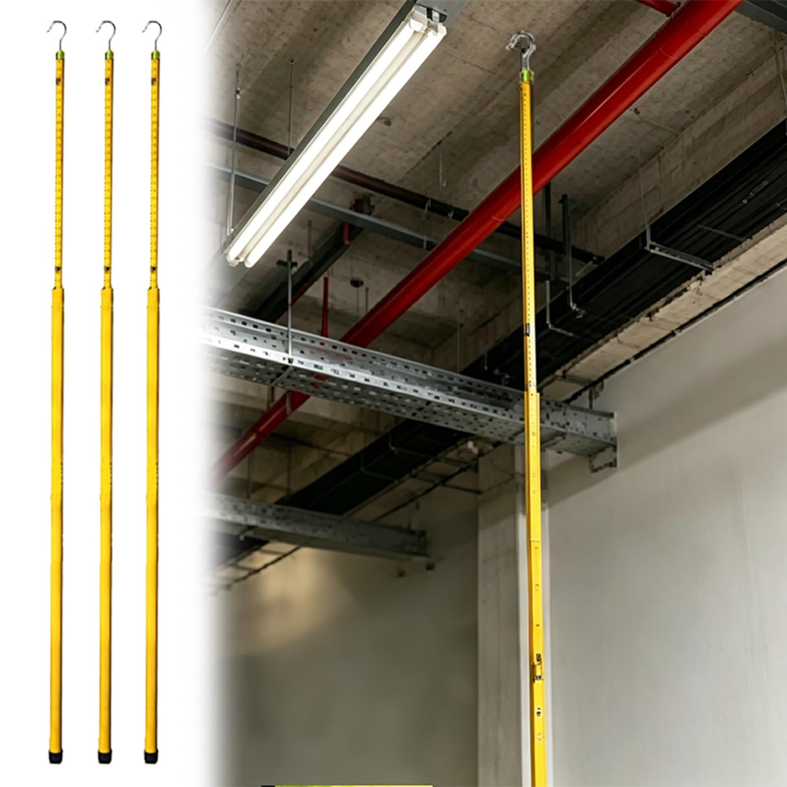 Paquete De 3 Reglas De Medición Telescópicas Ajustables, Jalón Topográfico, Vara De Medición | 6m/19.7ft