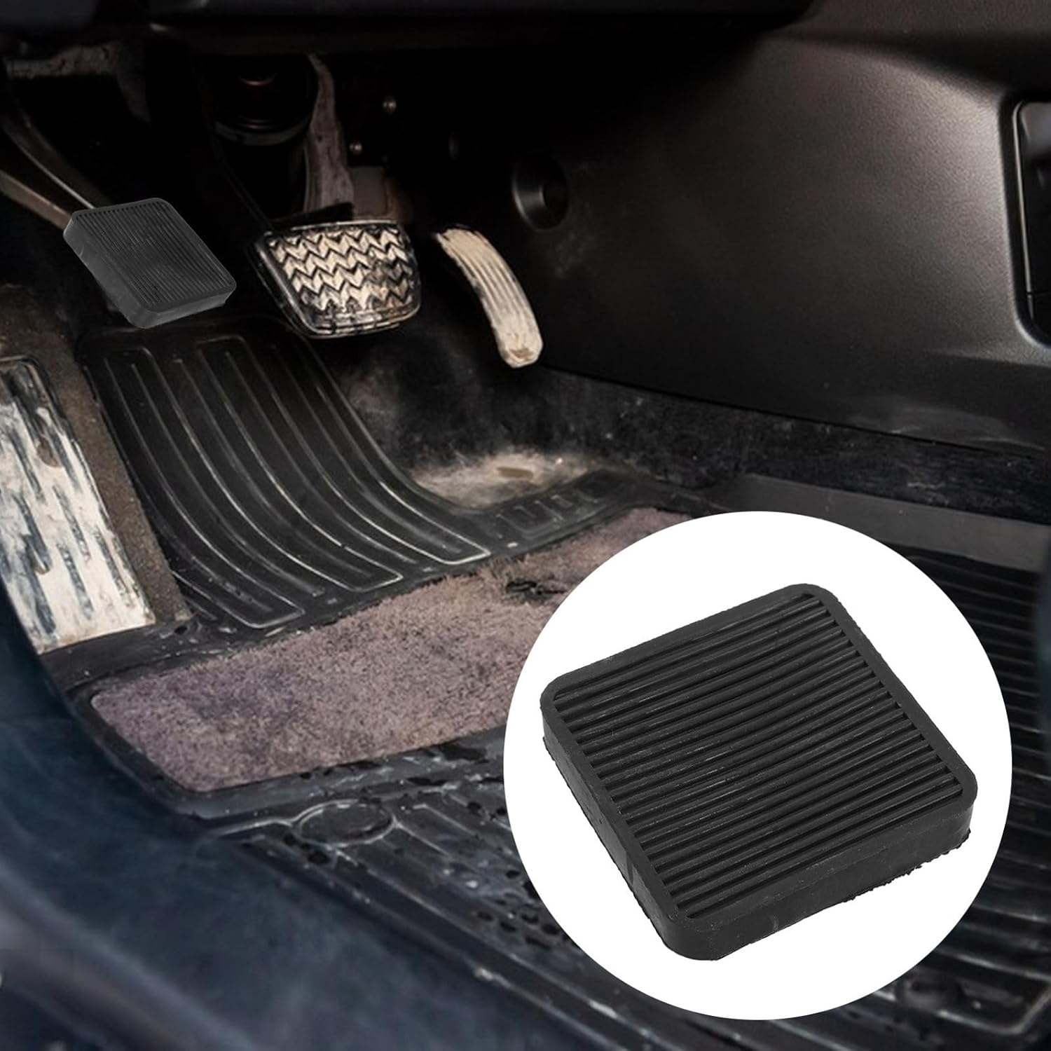 Alasum Heavy Duty Rubber Brake and Clutch Pedal Cover Protector Non Slip Footrest Pad for Truck Automotive Gear Foot Pedal Replacement Black