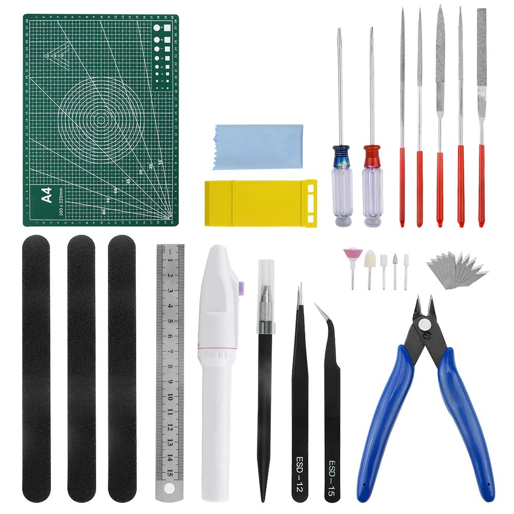 Wmycongcong Blue 34 Pcs Gundam Model Tool Kit, Model Kit Tools, Hobby Building Tools For Gundam Basic Model Assembling, Building And Repairing
