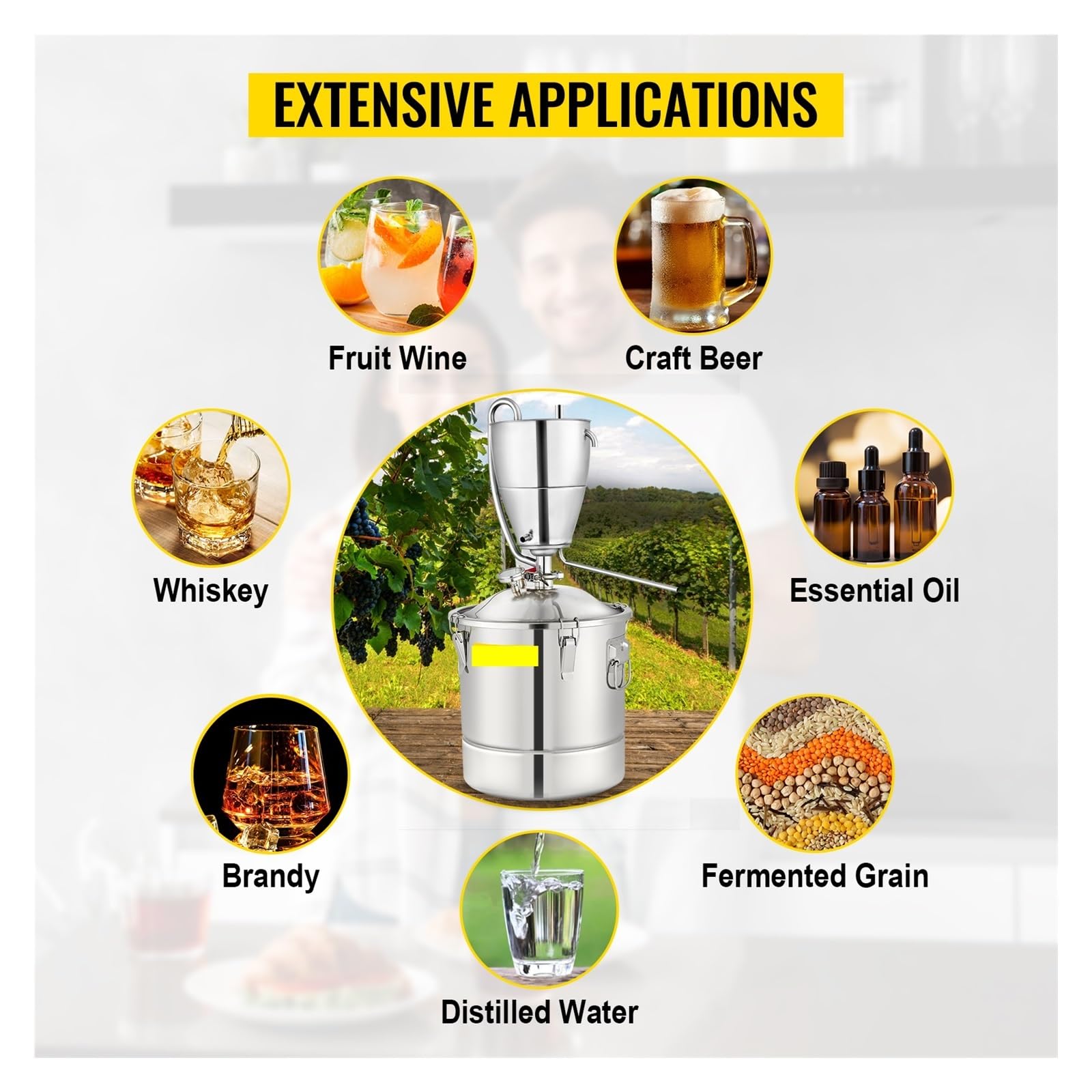 Destilador de Alcohol y agua de 30L, equipo de alcohol ilegal DIY de acero inoxidable for whisky, vino, cerveza, licores, Kit de elaboración casera | []