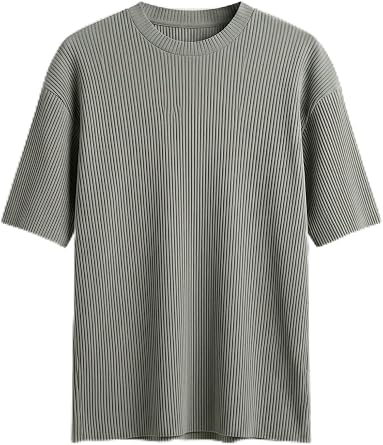 Erkek Oversize  izgi Desenli Esnek Ve Hafif Rahat Yazl k T-Shirt Mint