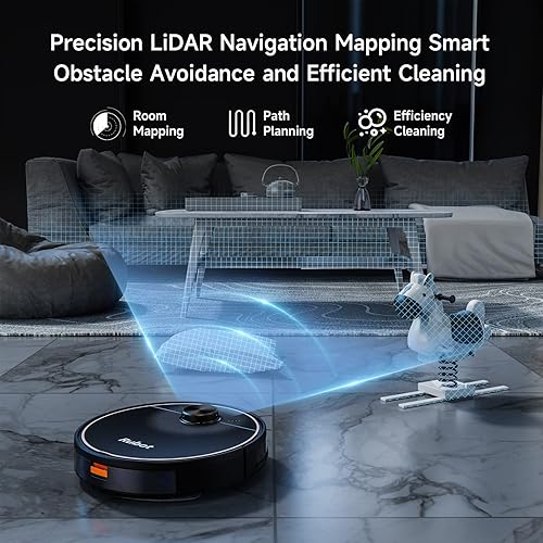 Miniatura 2 de RUBOT Robot aspirador y trapeador, robot aspirador 4500Pa fuerte succión 2 en 1 con navegación Lidar 200 minutos de funcionamiento, mapeo de varios