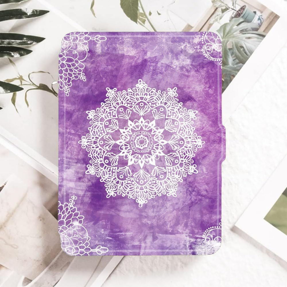 Case for 10.2-Inch Kindle Scribe (2022 Released), Slim Lightweight Pu Leather Cover with Pen Holder and Auto Wake/Sleep for 10.2” Scribe E-Reader-Purple Mandala Pattern