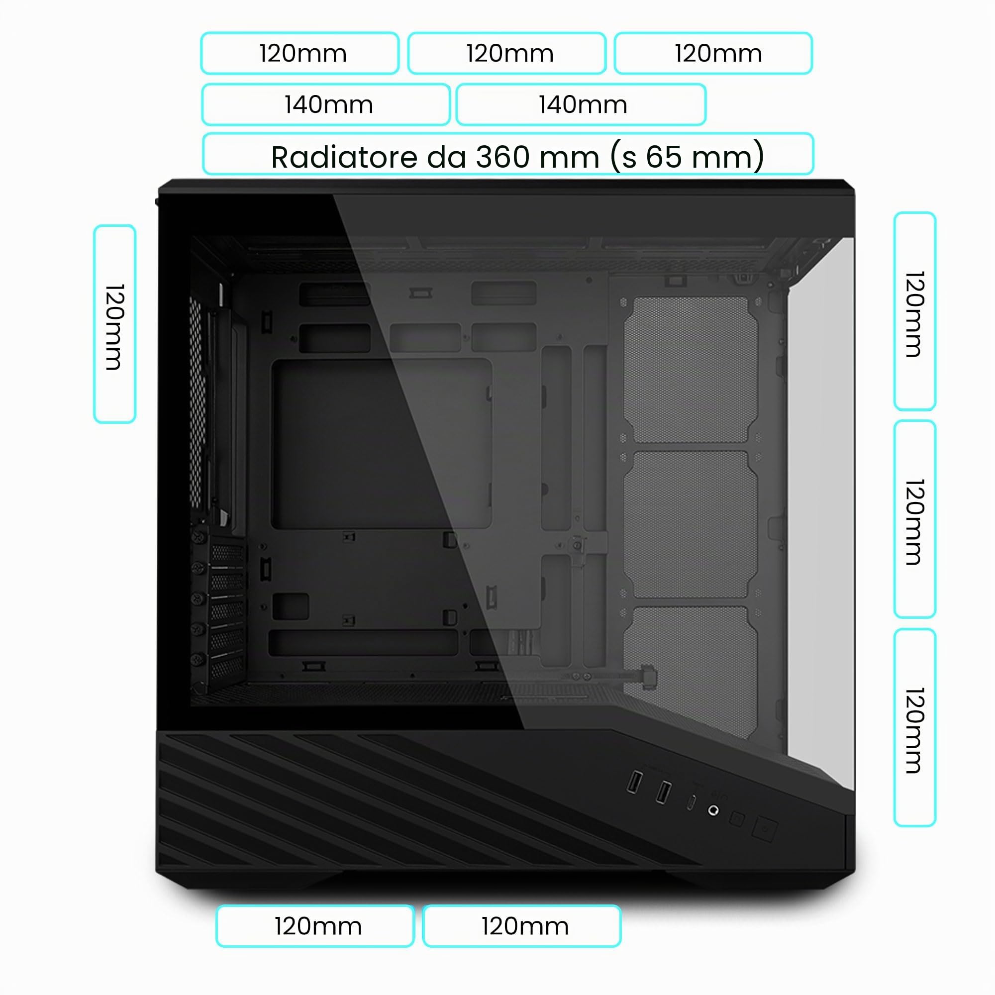 LIANLI Vector V100R Mini Tower PC Case, senza colonna, connessione posteriore m-ATX/m-ATX/Mini ITX, dotata di 4 ventole standard ARGB, V100RMIX, autorizzata giapponese