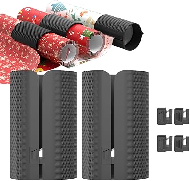 Wrapping Paper Cutter,2 Pack Gift Wrap Cutter with 4 Replaceable Blades for Birthdays,Holidays Gifts Crafting and Christmas Paper Rolls Black