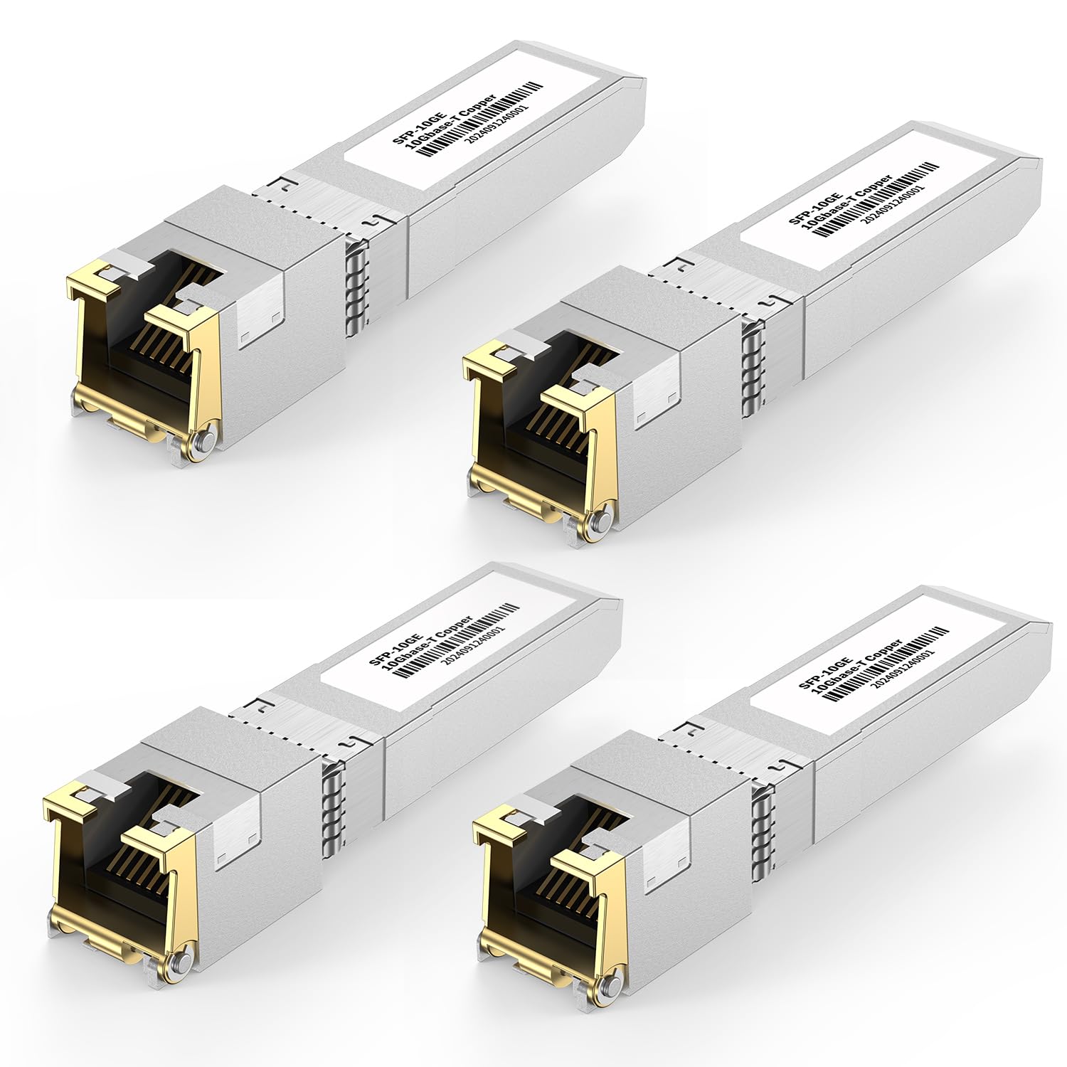 [4-Pack] 10Gb SFP+ to RJ-45 Module Transceiver 98Ft (30m), 10 Gigabit SFP+ Copper Ethernet CAT6a Transceivers Compatible with 1.25Gb, NOT Compatible with Brand HP, Dell, Aruba, H3C