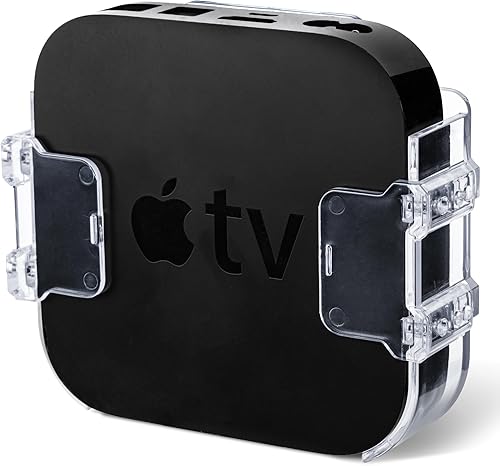 AENTGIU Soporte para Apple TV detrás del televisor, soporte transparente para Apple TV compatible con funda de todas las generaciones, evita el
