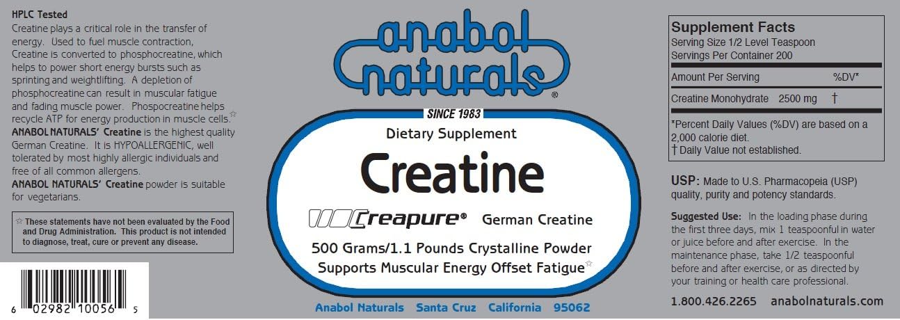 Anabol Naturals Energy Stack: Amino Balance 500 gram Pure Powder & Creapure Creatine 500 gram Pure Powder (5 Month Supply)