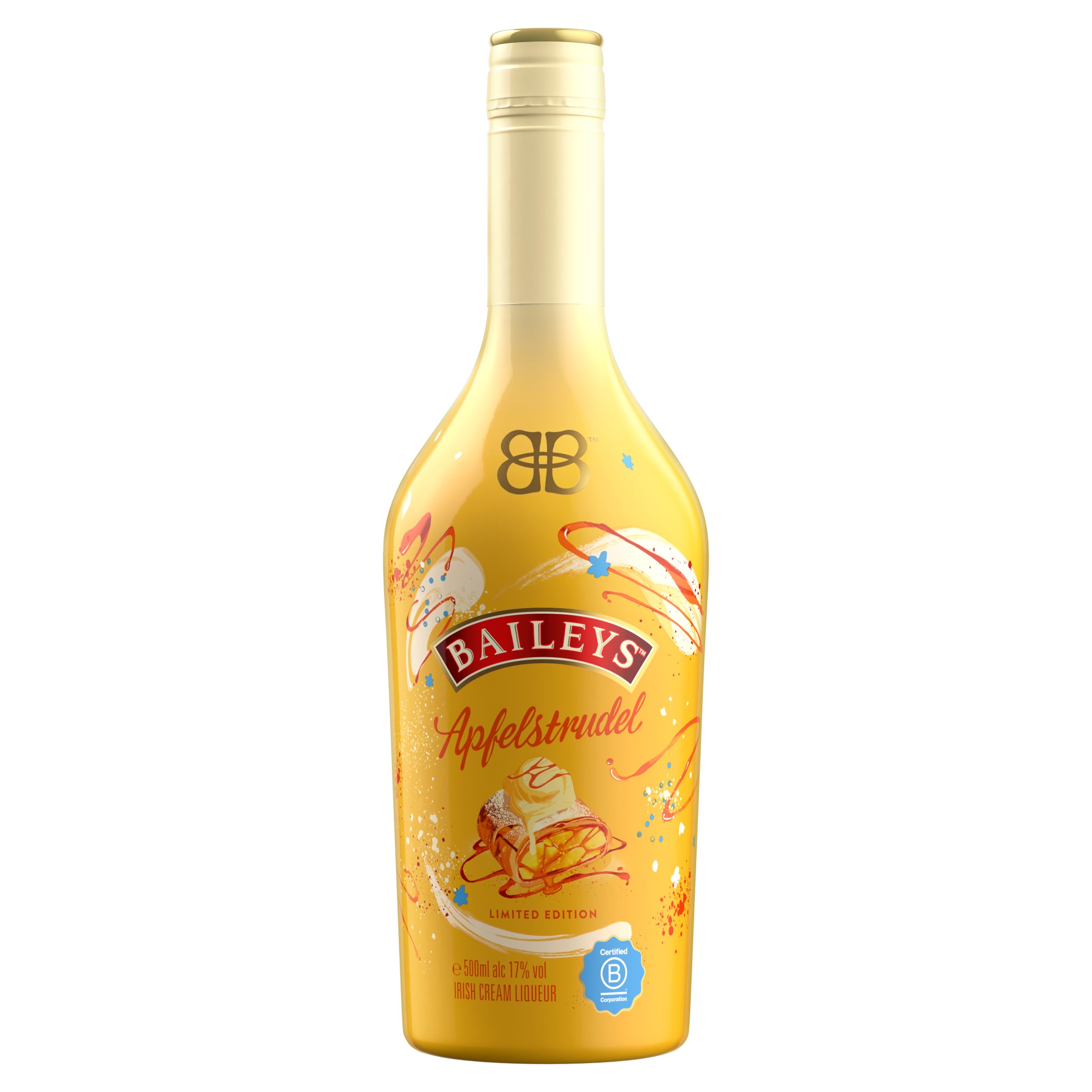 Baileys Apfelstrudel, Original Irish Cream Likör, B-Corp zertifiziert, limitierte Edition, Genuss pur & im Cocktail, im Winter oder zu Weihnachten, 17% vol, 500ml Einzelflasche